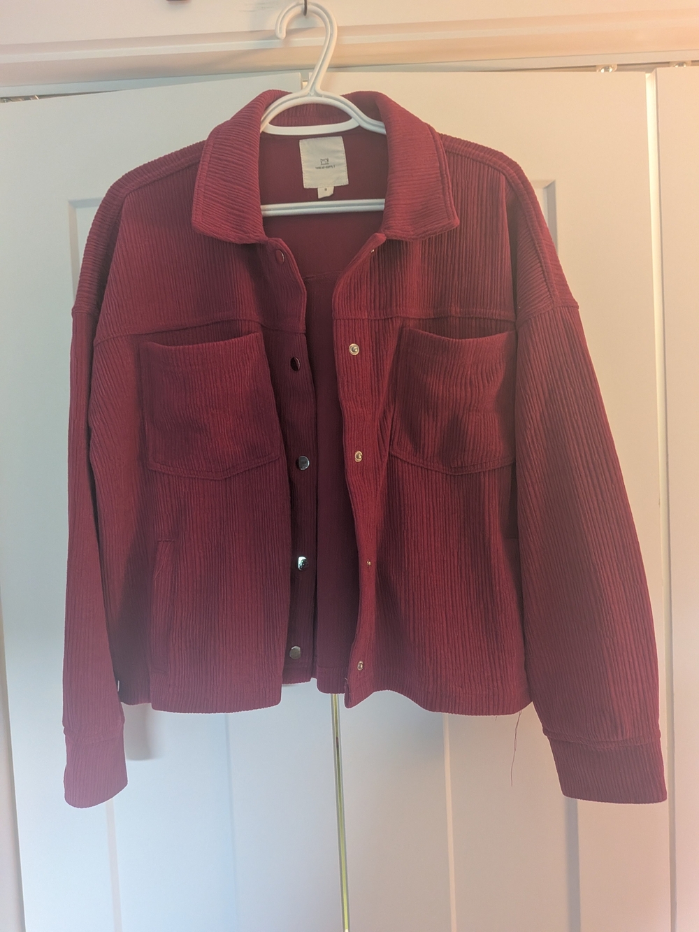 Thread & Supply, Small Red Pink Relaxed Fit, Pockets Button Light Weight Jacket